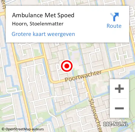 Locatie op kaart van de 112 melding: Ambulance Met Spoed Naar Hoorn, Stoelenmatter op 4 september 2023 10:35