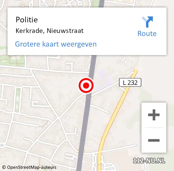 Locatie op kaart van de 112 melding: Politie Kerkrade, Nieuwstraat op 4 september 2023 11:53