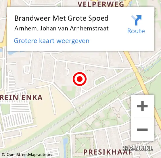 Locatie op kaart van de 112 melding: Brandweer Met Grote Spoed Naar Arnhem, Johan van Arnhemstraat op 4 september 2023 11:53
