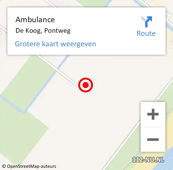 Locatie op kaart van de 112 melding: Ambulance De Koog, Pontweg op 4 september 2023 12:56