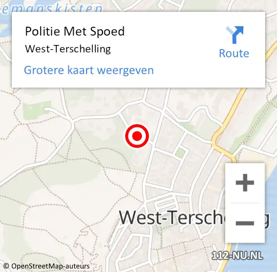 Locatie op kaart van de 112 melding: Politie Met Spoed Naar West-Terschelling op 4 september 2023 12:59