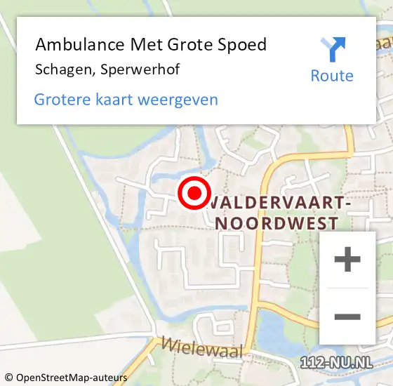 Locatie op kaart van de 112 melding: Ambulance Met Grote Spoed Naar Schagen, Sperwerhof op 4 september 2023 13:17