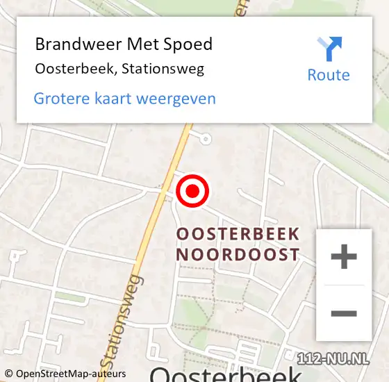 Locatie op kaart van de 112 melding: Brandweer Met Spoed Naar Oosterbeek, Stationsweg op 4 september 2023 14:08