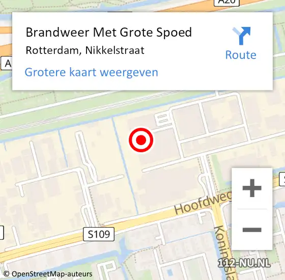 Locatie op kaart van de 112 melding: Brandweer Met Grote Spoed Naar Rotterdam, Nikkelstraat op 4 september 2023 14:10