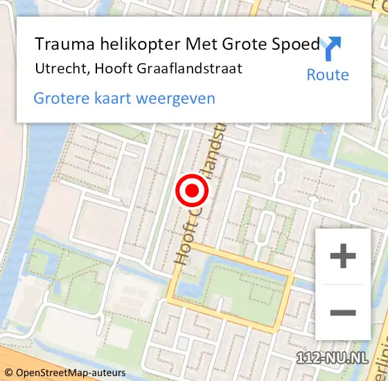 Locatie op kaart van de 112 melding: Trauma helikopter Met Grote Spoed Naar Utrecht, Hooft Graaflandstraat op 4 september 2023 14:58