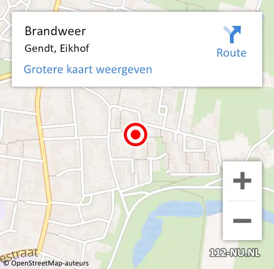 Locatie op kaart van de 112 melding: Brandweer Gendt, Eikhof op 4 september 2023 15:59
