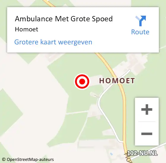 Locatie op kaart van de 112 melding: Ambulance Met Grote Spoed Naar Homoet op 4 september 2023 18:15