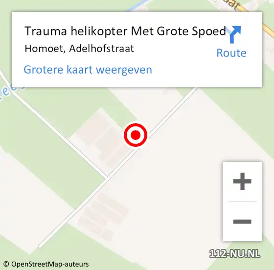 Locatie op kaart van de 112 melding: Trauma helikopter Met Grote Spoed Naar Homoet, Adelhofstraat op 4 september 2023 18:19
