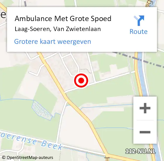 Locatie op kaart van de 112 melding: Ambulance Met Grote Spoed Naar Laag-Soeren, Van Zwietenlaan op 6 september 2014 23:06