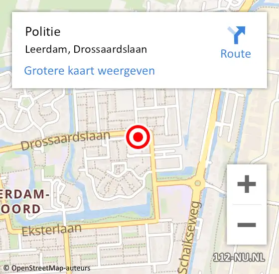 Locatie op kaart van de 112 melding: Politie Leerdam, Drossaardslaan op 4 september 2023 19:36