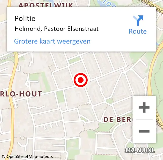 Locatie op kaart van de 112 melding: Politie Helmond, Pastoor Elsenstraat op 4 september 2023 19:46