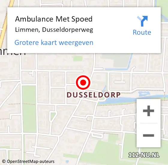 Locatie op kaart van de 112 melding: Ambulance Met Spoed Naar Limmen, Dusseldorperweg op 4 september 2023 22:22