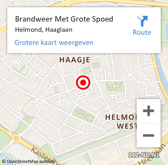 Locatie op kaart van de 112 melding: Brandweer Met Grote Spoed Naar Helmond, Haaglaan op 5 september 2023 00:18