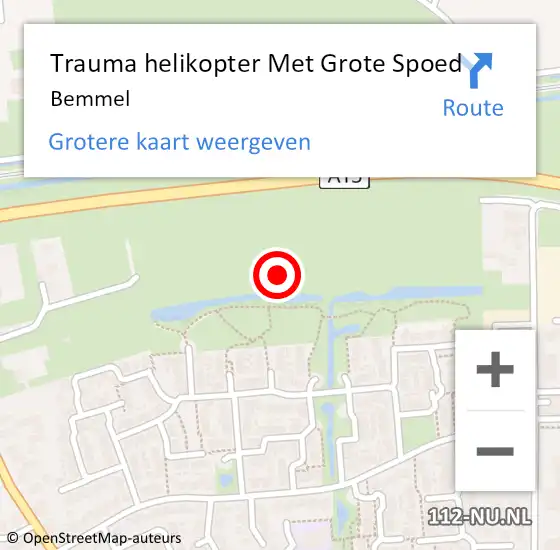 Locatie op kaart van de 112 melding: Trauma helikopter Met Grote Spoed Naar Bemmel op 5 september 2023 04:07