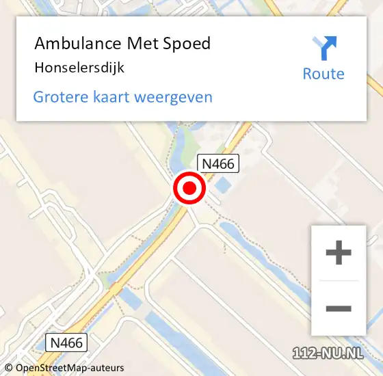 Locatie op kaart van de 112 melding: Ambulance Met Spoed Naar Honselersdijk op 5 september 2023 06:15