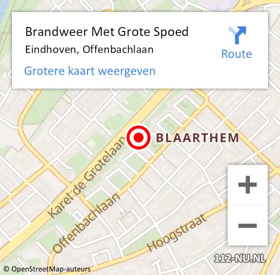 Locatie op kaart van de 112 melding: Brandweer Met Grote Spoed Naar Eindhoven, Offenbachlaan op 5 september 2023 08:10