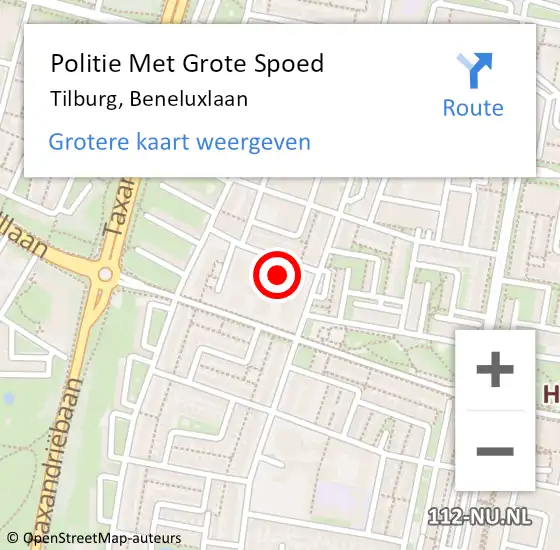 Locatie op kaart van de 112 melding: Politie Met Grote Spoed Naar Tilburg, Beneluxlaan op 5 september 2023 08:20