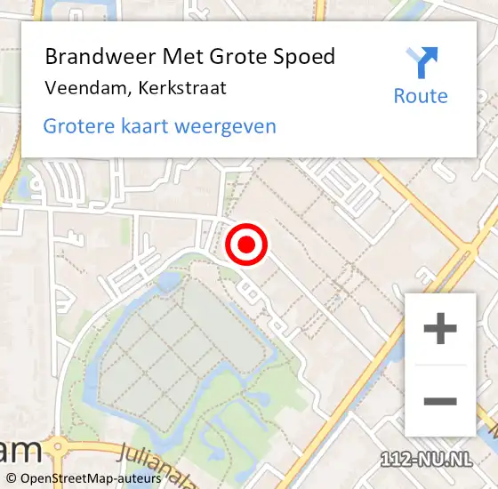 Locatie op kaart van de 112 melding: Brandweer Met Grote Spoed Naar Veendam, Kerkstraat op 5 september 2023 09:38