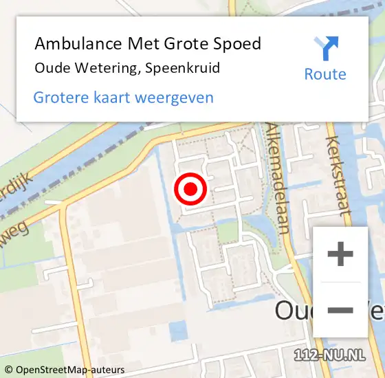 Locatie op kaart van de 112 melding: Ambulance Met Grote Spoed Naar Oude Wetering, Speenkruid op 5 september 2023 11:09