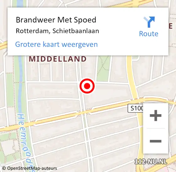 Locatie op kaart van de 112 melding: Brandweer Met Spoed Naar Rotterdam, Schietbaanlaan op 5 september 2023 11:41