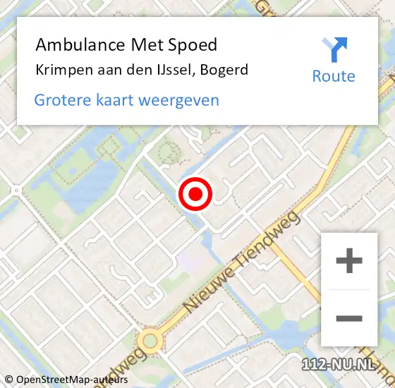 Locatie op kaart van de 112 melding: Ambulance Met Spoed Naar Krimpen aan den IJssel, Bogerd op 5 september 2023 12:20