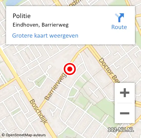 Locatie op kaart van de 112 melding: Politie Eindhoven, Barrierweg op 5 september 2023 13:11