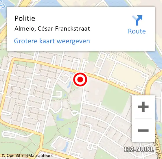Locatie op kaart van de 112 melding: Politie Almelo, César Franckstraat op 5 september 2023 13:12