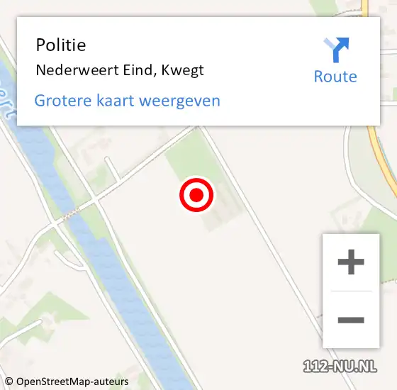 Locatie op kaart van de 112 melding: Politie Nederweert Eind, Kwegt op 5 september 2023 13:32
