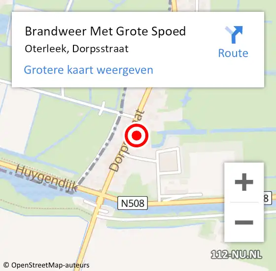 Locatie op kaart van de 112 melding: Brandweer Met Grote Spoed Naar Oterleek, Dorpsstraat op 5 september 2023 13:35