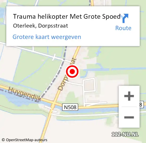 Locatie op kaart van de 112 melding: Trauma helikopter Met Grote Spoed Naar Oterleek, Dorpsstraat op 5 september 2023 13:36