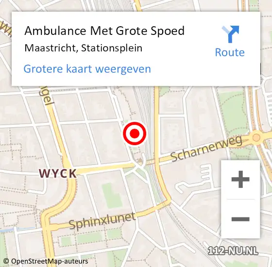 Locatie op kaart van de 112 melding: Ambulance Met Grote Spoed Naar Maastricht, Stationsplein op 5 september 2023 13:52