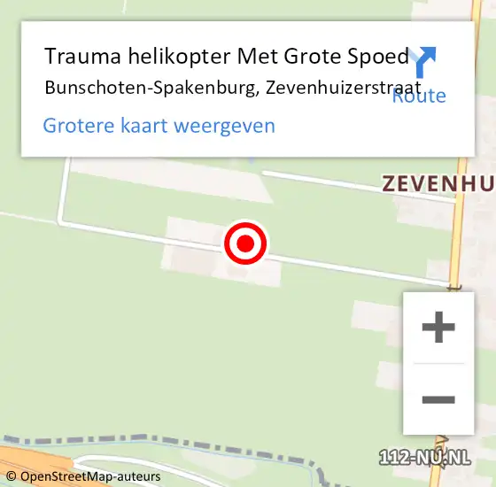 Locatie op kaart van de 112 melding: Trauma helikopter Met Grote Spoed Naar Bunschoten-Spakenburg, Zevenhuizerstraat op 5 september 2023 13:56