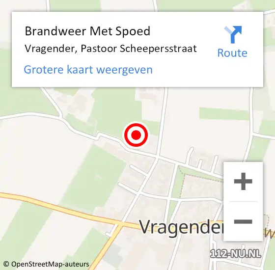 Locatie op kaart van de 112 melding: Brandweer Met Spoed Naar Vragender, Pastoor Scheepersstraat op 5 september 2023 14:34