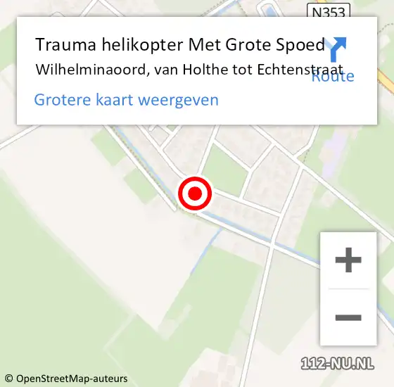 Locatie op kaart van de 112 melding: Trauma helikopter Met Grote Spoed Naar Wilhelminaoord, van Holthe tot Echtenstraat op 5 september 2023 14:35