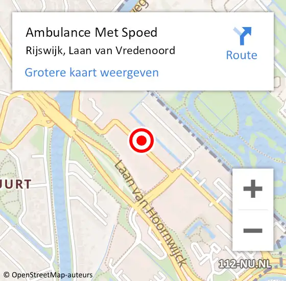 Locatie op kaart van de 112 melding: Ambulance Met Spoed Naar Rijswijk, Laan van Vredenoord op 5 september 2023 14:42