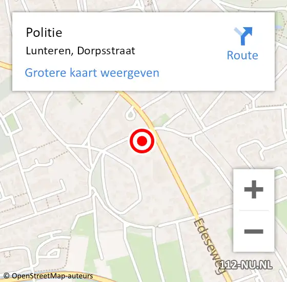 Locatie op kaart van de 112 melding: Politie Lunteren, Dorpsstraat op 5 september 2023 15:04