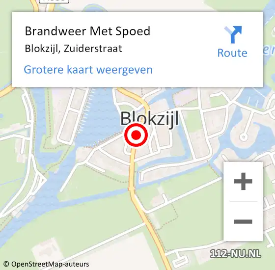 Locatie op kaart van de 112 melding: Brandweer Met Spoed Naar Blokzijl, Zuiderstraat op 5 september 2023 15:47