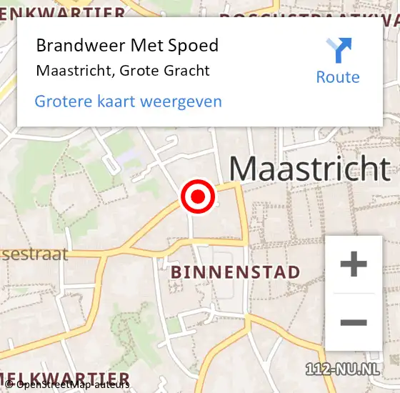 Locatie op kaart van de 112 melding: Brandweer Met Spoed Naar Maastricht, Grote Gracht op 5 september 2023 15:53