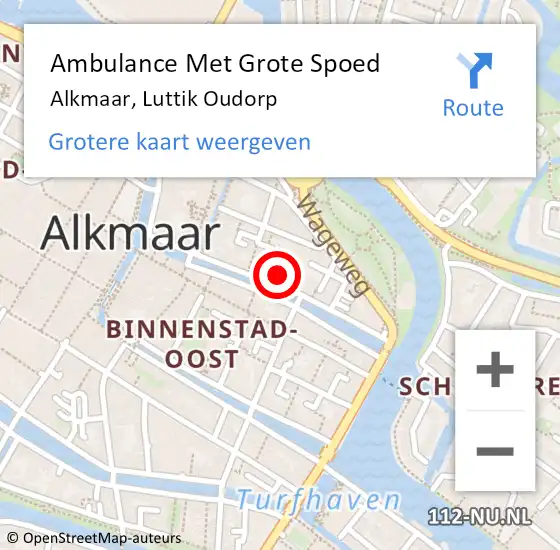 Locatie op kaart van de 112 melding: Ambulance Met Grote Spoed Naar Alkmaar, Luttik Oudorp op 5 september 2023 17:43