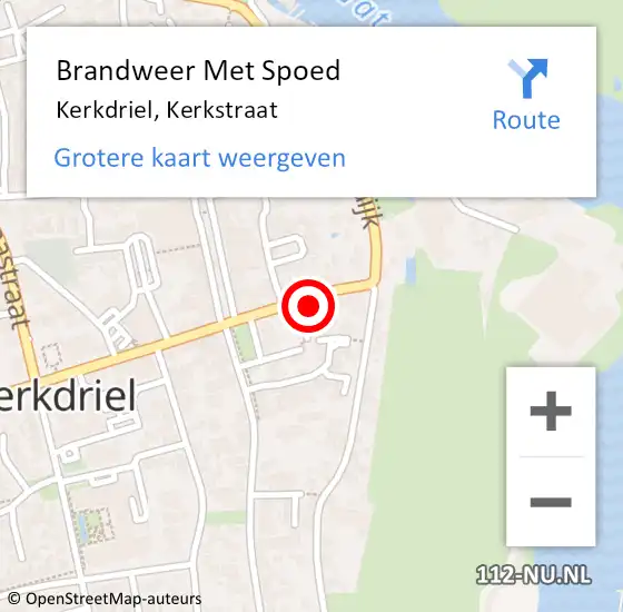 Locatie op kaart van de 112 melding: Brandweer Met Spoed Naar Kerkdriel, Kerkstraat op 5 september 2023 17:51