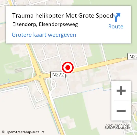Locatie op kaart van de 112 melding: Trauma helikopter Met Grote Spoed Naar Elsendorp, Elsendorpseweg op 5 september 2023 17:54