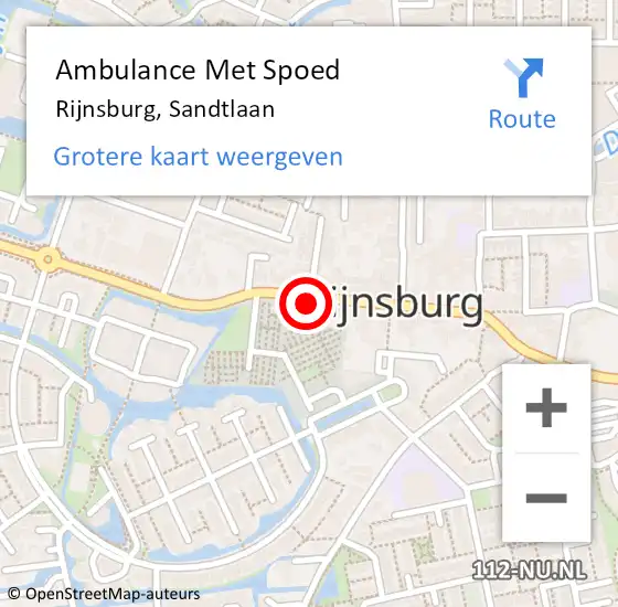 Locatie op kaart van de 112 melding: Ambulance Met Spoed Naar Rijnsburg, Sandtlaan op 5 september 2023 19:10