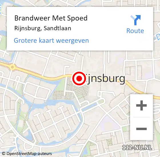 Locatie op kaart van de 112 melding: Brandweer Met Spoed Naar Rijnsburg, Sandtlaan op 5 september 2023 19:28