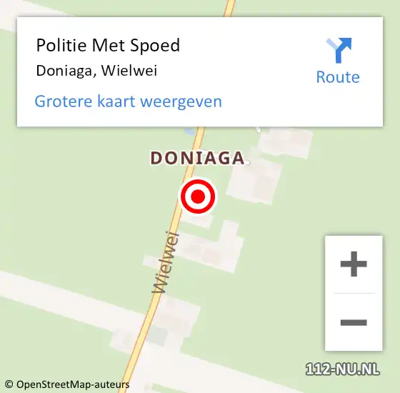 Locatie op kaart van de 112 melding: Politie Met Spoed Naar Doniaga, Wielwei op 5 september 2023 19:50