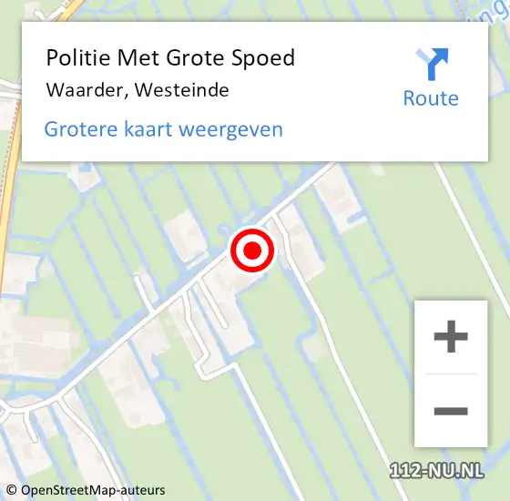 Locatie op kaart van de 112 melding: Politie Met Grote Spoed Naar Waarder, Westeinde op 5 september 2023 20:41