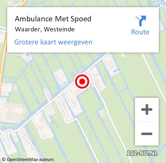 Locatie op kaart van de 112 melding: Ambulance Met Spoed Naar Waarder, Westeinde op 5 september 2023 20:43