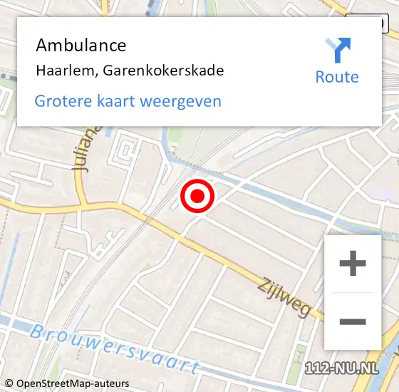 Locatie op kaart van de 112 melding: Ambulance Haarlem, Garenkokerskade op 5 september 2023 20:58