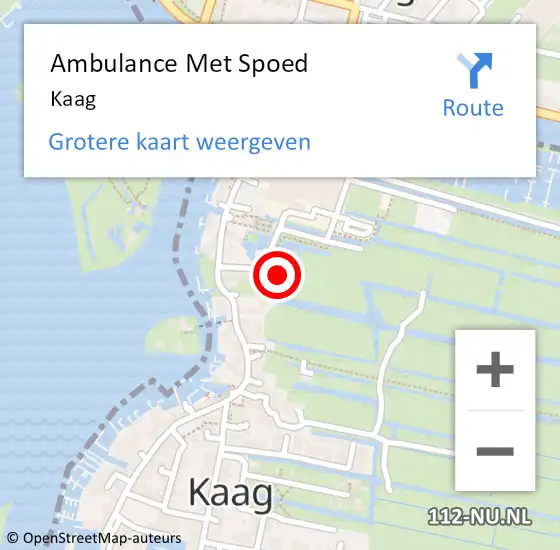 Locatie op kaart van de 112 melding: Ambulance Met Spoed Naar Kaag op 5 september 2023 21:00