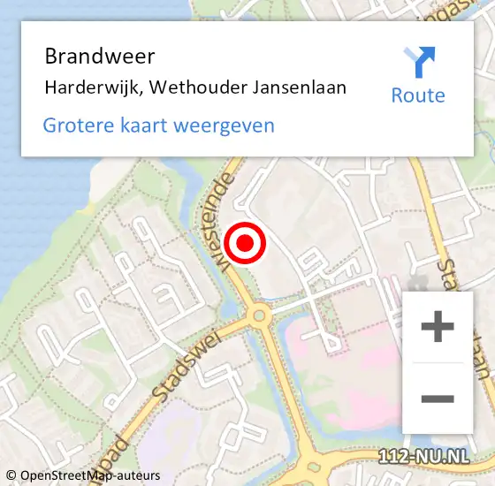 Locatie op kaart van de 112 melding: Brandweer Harderwijk, Wethouder Jansenlaan op 5 september 2023 21:24