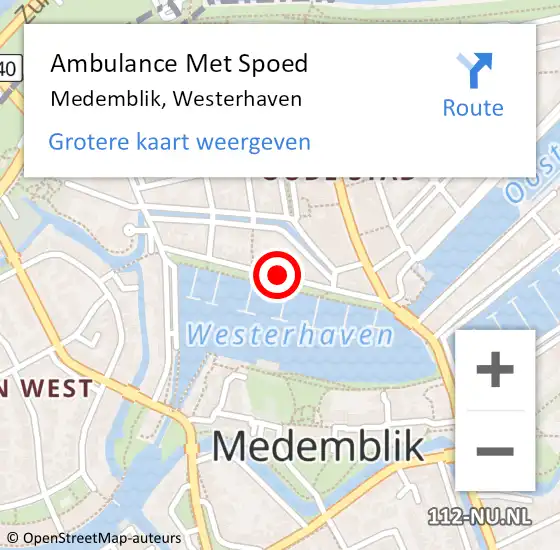 Locatie op kaart van de 112 melding: Ambulance Met Spoed Naar Medemblik, Westerhaven op 6 september 2023 01:01